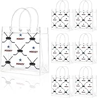 Locmeo 24-Pack Clear PVC Hockey Goodie Bags with Handles - Sports Theme Treat Bags for Party Favors, Team Gifts, Birthdays 8x8x3.15"