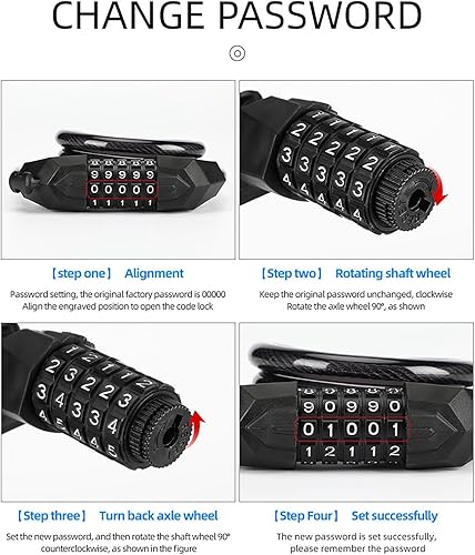 Miniatura 6 de Cerraduras de combinación para bicicleta, 4 pies de largo, resistente a la intemperie, antirrobo, cerradura de cadena de seguridad para bicicleta,