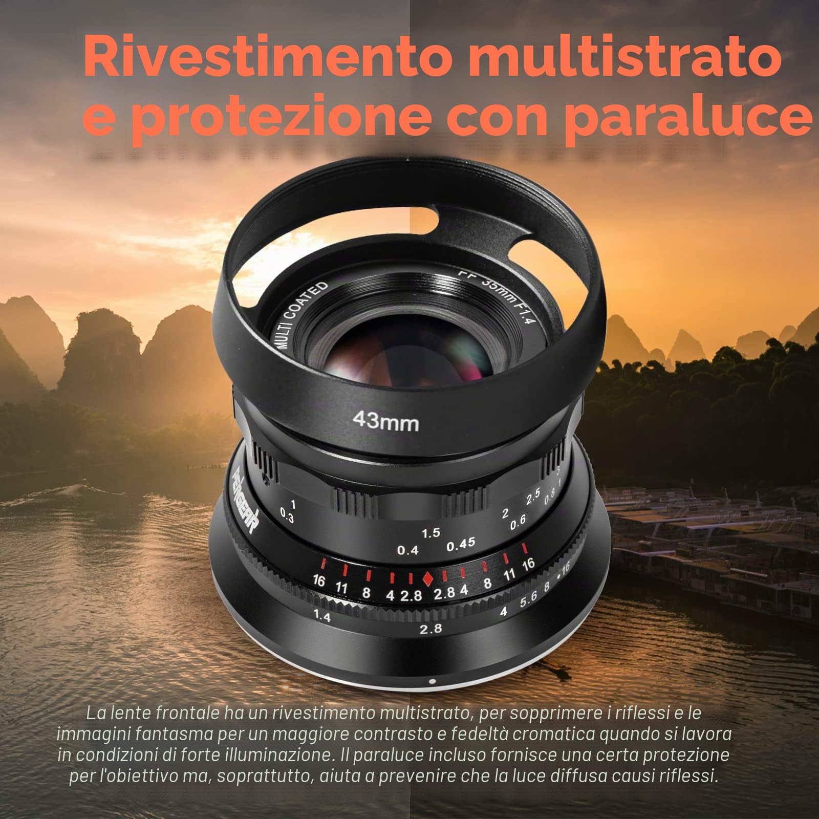 PERGEAR 35mm F1.4 obiettivo full frame con messa a fuoco manuale, compatibile con fotocamere mirrorless full frame con attacco L T TL TL2 CL, DC-S5 DC-S1H DC-S1R DC-S1 DC-BS1H e fp fp-L