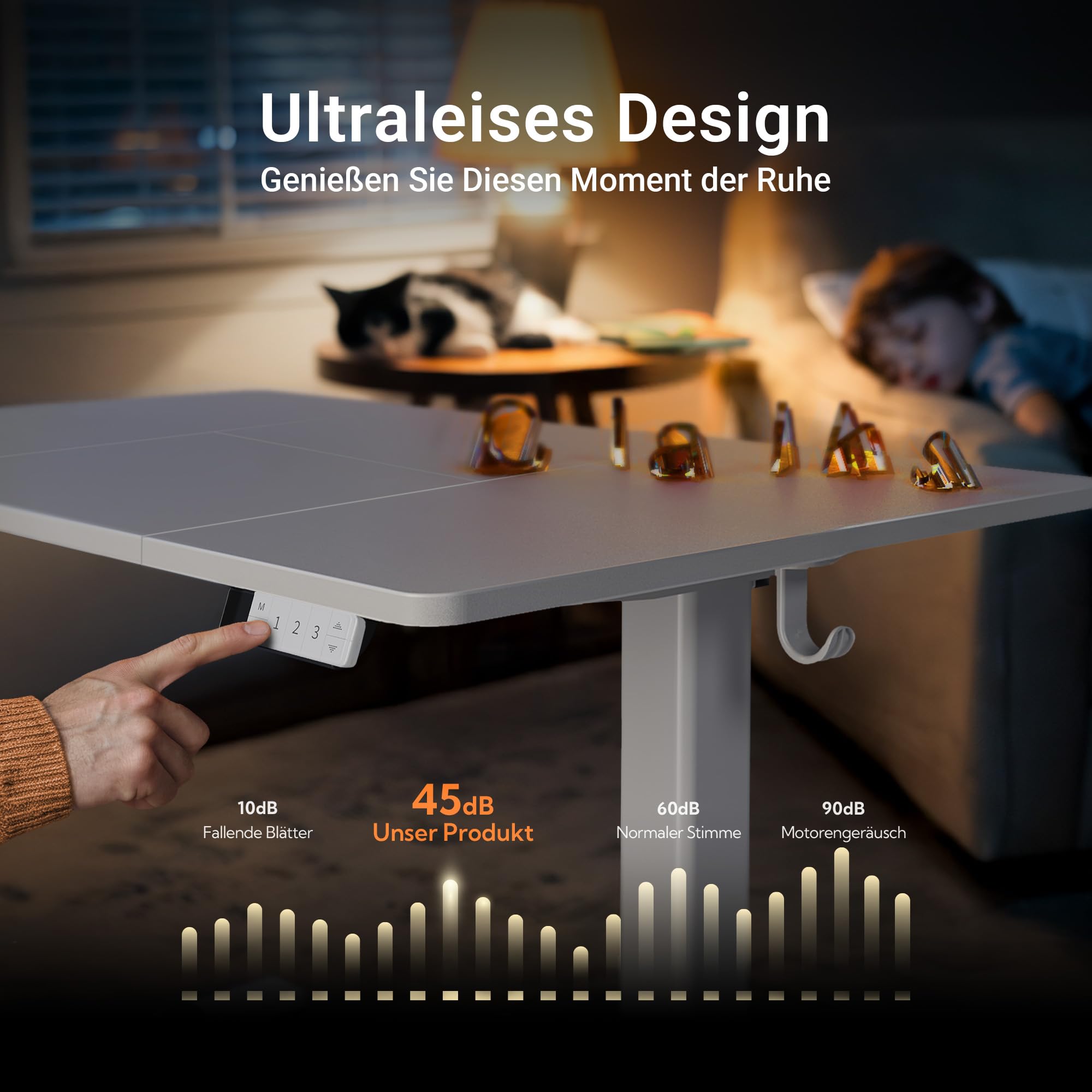 Claiks Schreibtisch Höhenverstellbar Elektrisch, Höhenverstellbarer Schreibtisch 160x80 cm, Standing Height Adjustable Desk, Weiß Gestell/Weiß Oberfläche