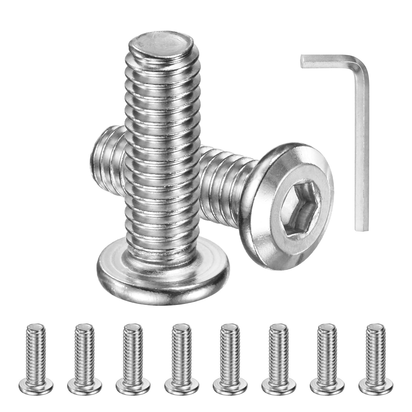M METERXITY 10-Pack Flat Head Socket Cap Screws, 5/16-18x1" 304 Stainless Steel Hex Drive Fastener Kit with Hex Key for Machine/Furniture/Automobile/Marine, Full Thread UNC Hexagon Bolts