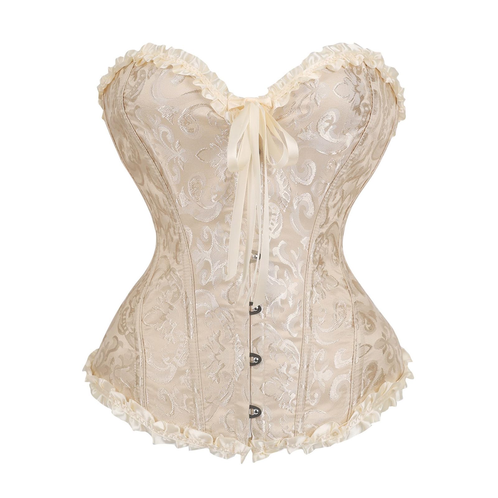 MICFENY Elegant Laces Up Corset Top Full Breast Nylon Blend Breathable Bustier Top For Prom Event Daily Wear