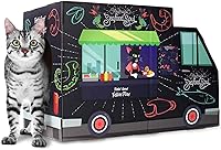 Vista 1 de Casa para gatos con rascador y hierba gatera incluida - Camión de comida