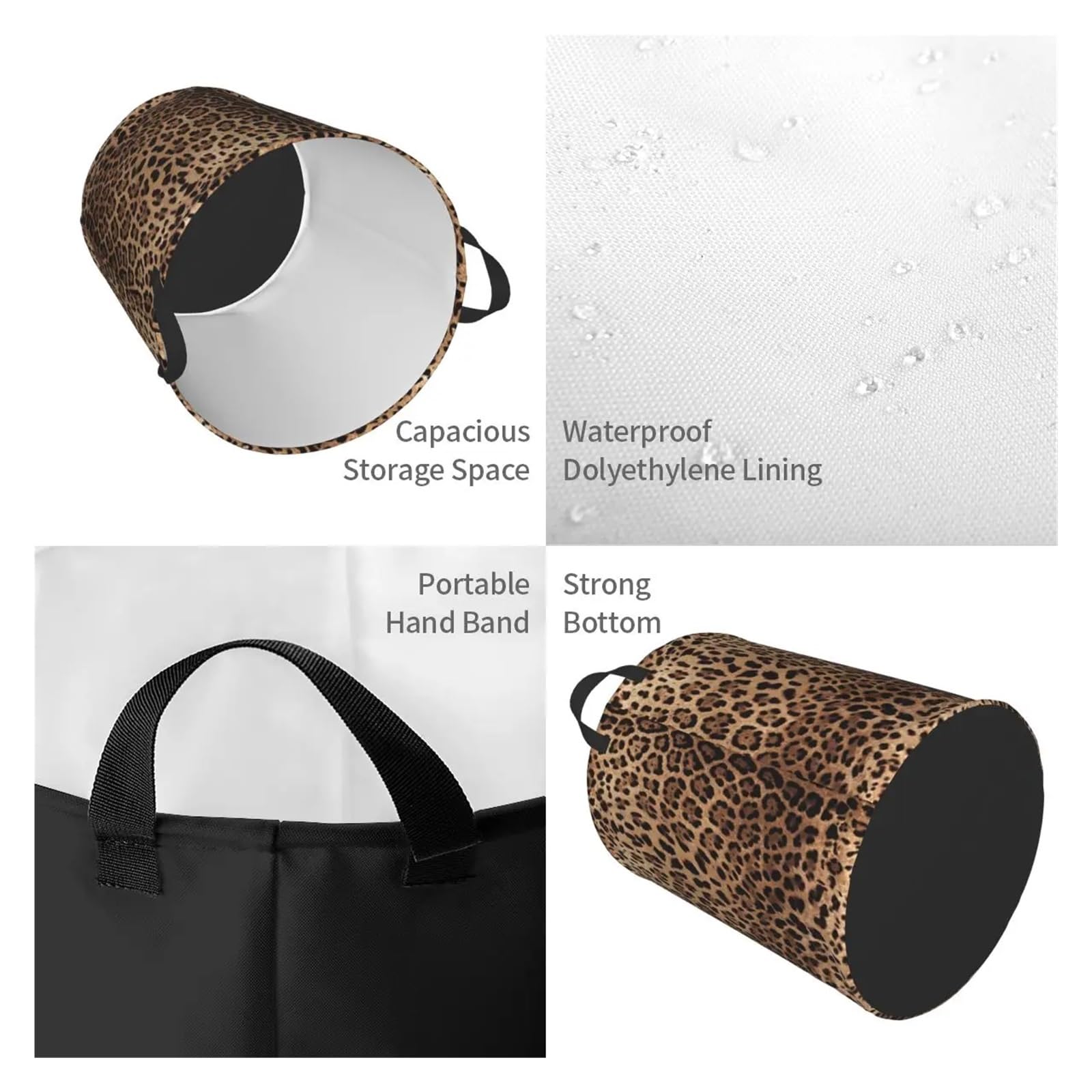 Cesto Portabiancheria Cesto Portabiancheria Con Stampa Leopardata Personalizzato, Grande E Pieghevole, Contenitore Portaoggetti In Pelle Di Animale, Cesto Portaoggetti For Neonati(1pc,50x40 cm)
