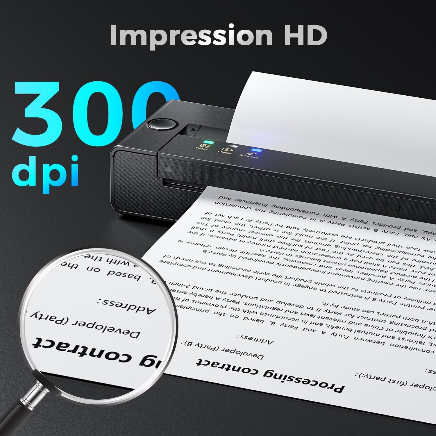 TATTMUSE Imprimante Thermique A4 Portable 585g 300 DPI Batterie 1500mAh