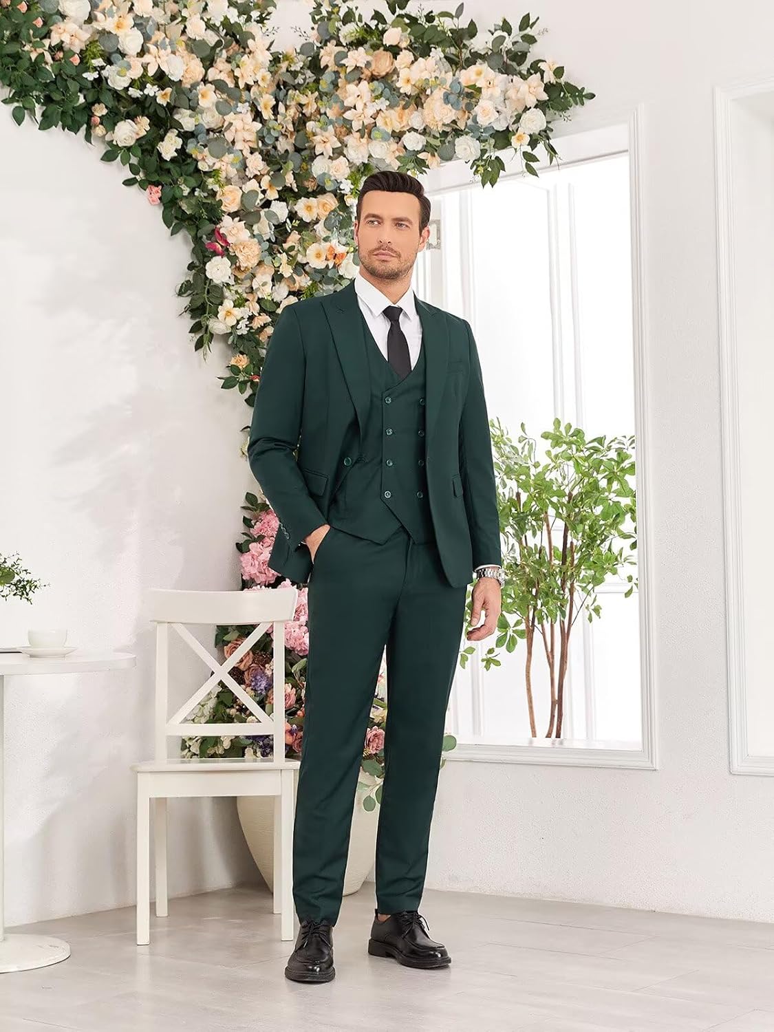 Mens Suit 3 Piece Slim Fit Suits for Men Double Breasted Suit Wedding Prom Suits Formal Business Dinner Tuxedo - Image 9