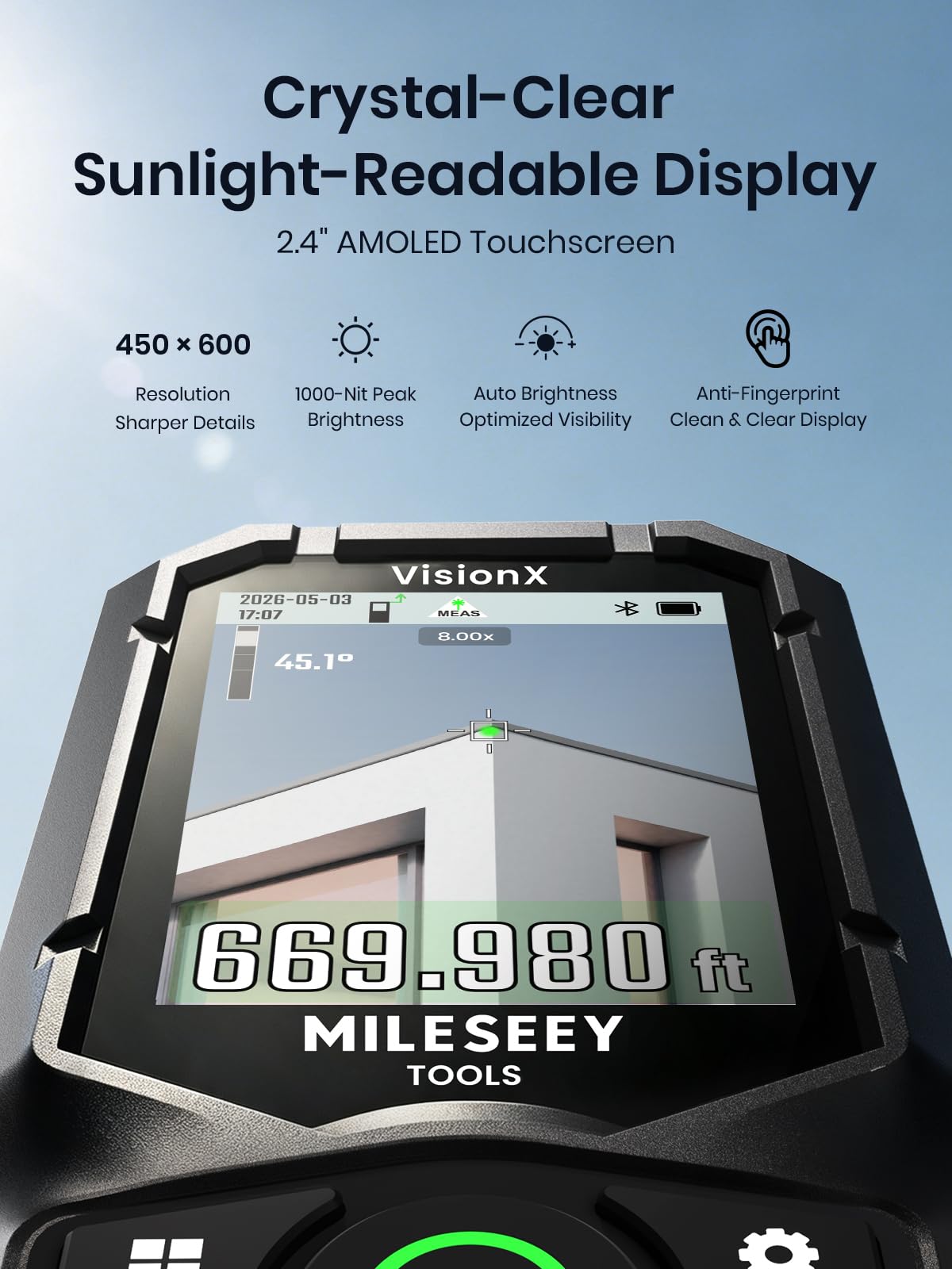 MILESEEY S50C Green Laser Measure with Camera, 8× Digital Zoom, 670ft — Amazon image 4