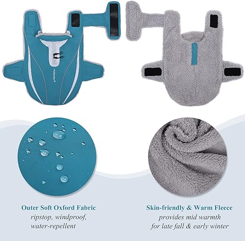 Miniatura 3 de VIVAGLORY Abrigo para perro, chaqueta ligera y acogedora con forro polar para fines de otoño y principios de invierno, chaleco de forro polar