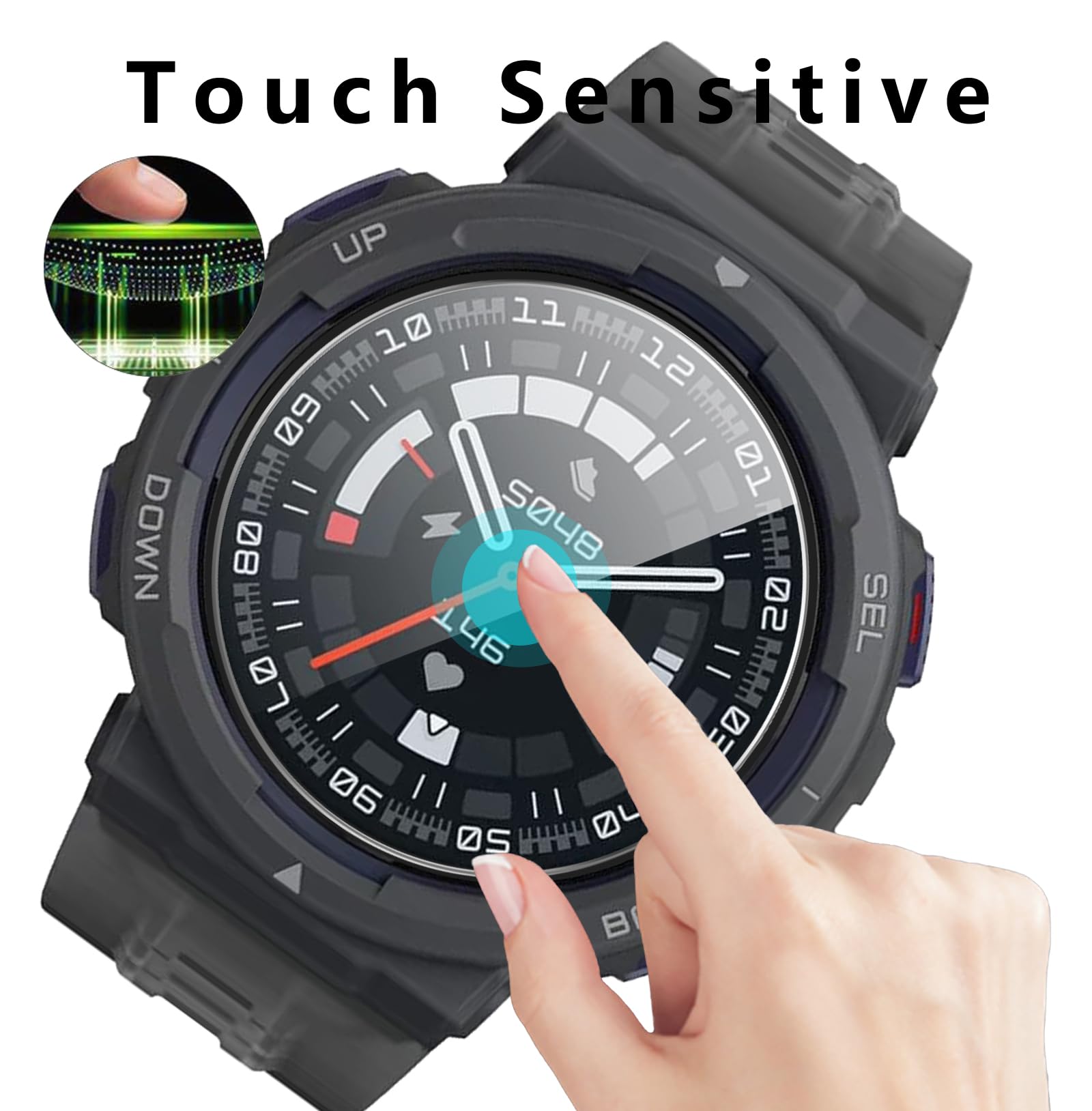GIOPUEY Screen Protector voor Amazfit GTR 4, [4 stuks] gehard glas screen beschermfolie [Anti-Bubble] [Slijtvast] - Transparant