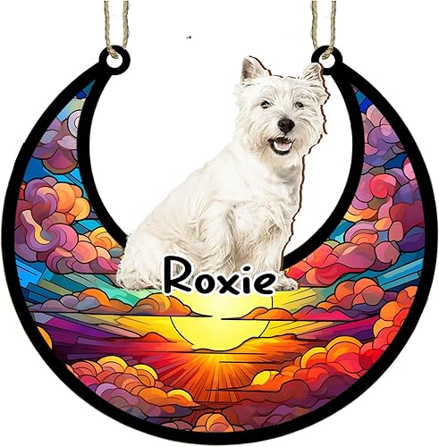 Vista 437 de LOVELYPOD Adorno de Navidad personalizado de perro pastor alemán, atrapasoles conmemorativo, adorno de Navidad de pastor alemán con nombre, pérdida