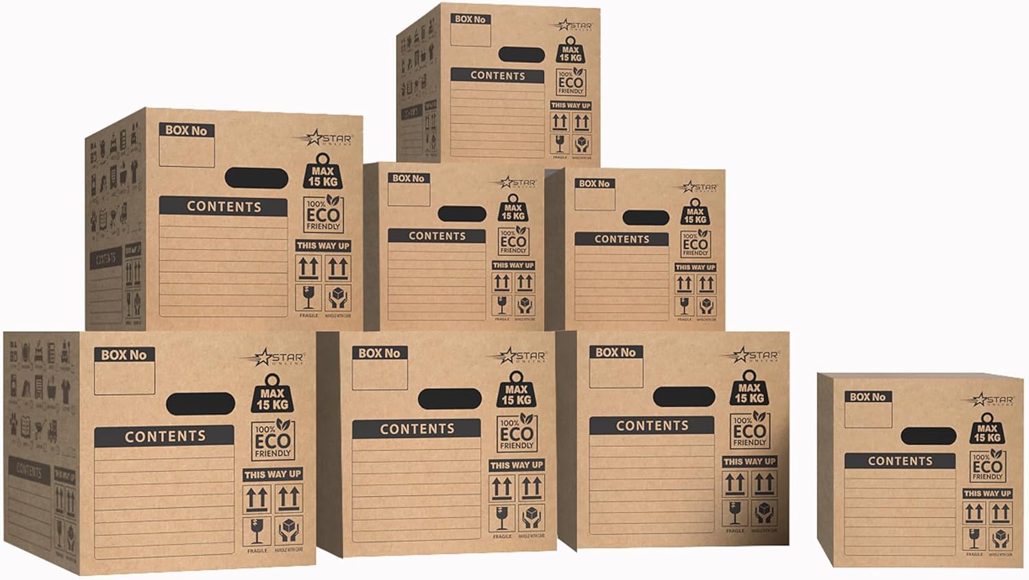 Star Online 8 x Double Wall Moving House Packing Boxes Strong Heavy