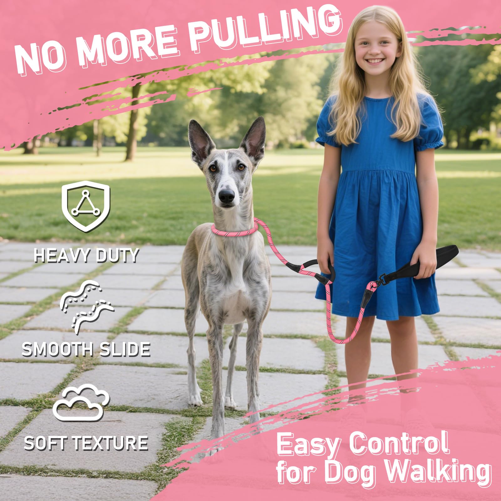 Kdsvakd Slip Lead for Dogs No Pull Training Leash with Double Comfortable Handles and Collar Attachment - Image 2