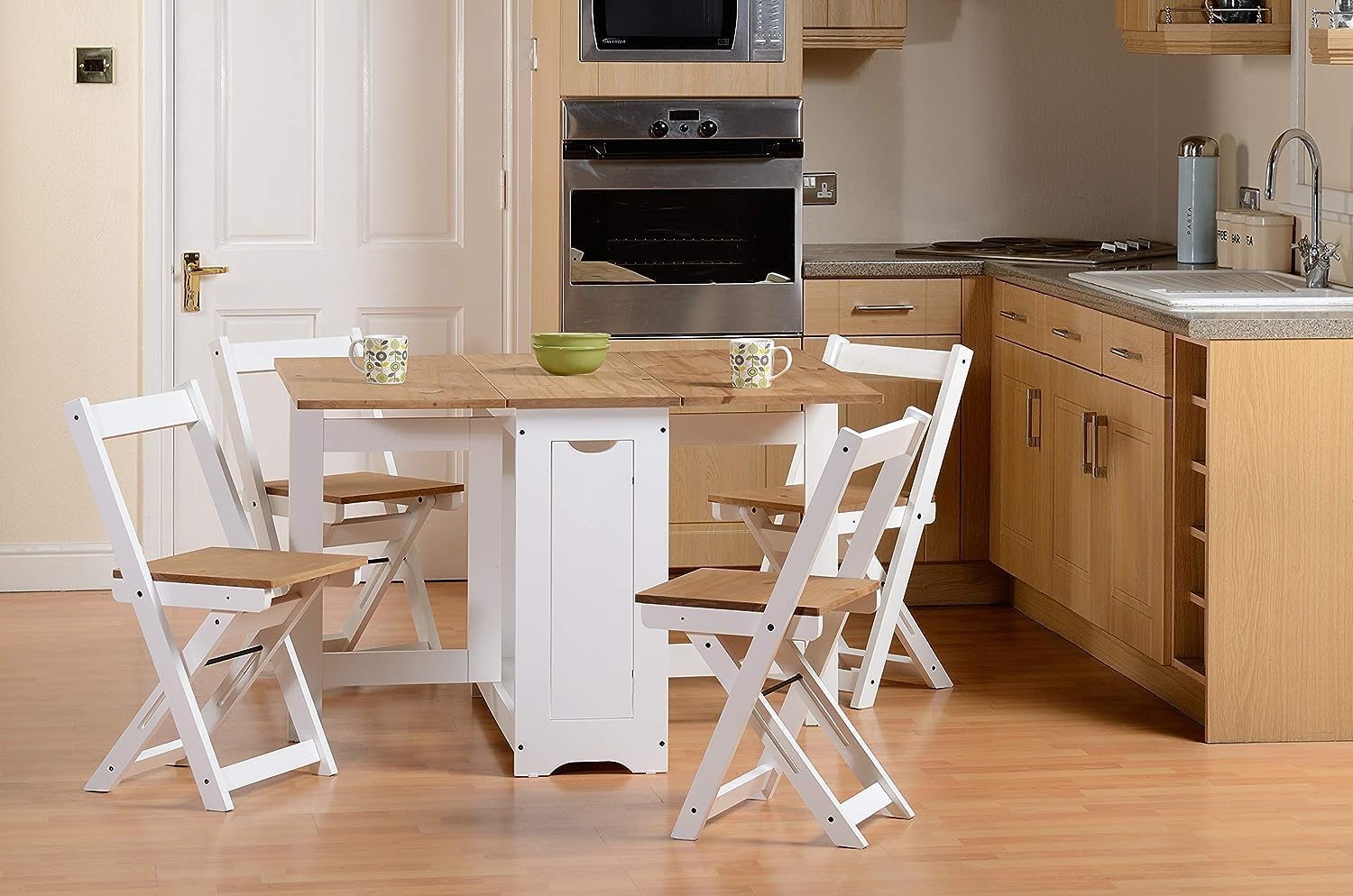 Furniture 321 Santoss Butterfly Dining Set in White/Distressed Waxed Pine