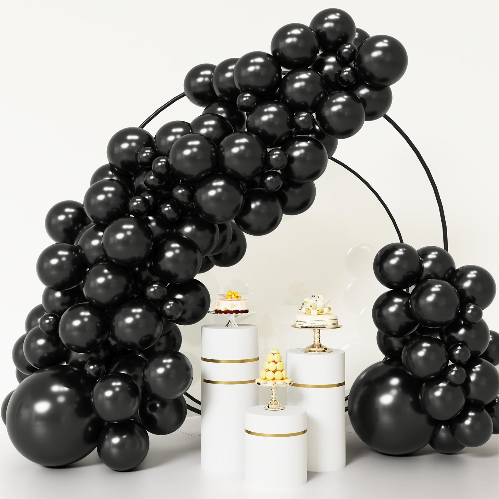rubfac92pcs Black Balloons Different Sizes 18 12 10 5 Inch for Garland Arch Premium Latex Balloons for Happy New Year Decorations 2024 Birthday Party Graduation
