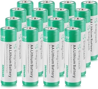 Enegitech AA Lithium Batteries 3000mAh 1.5V for Blink Camera, Doorbell, Smart Locks - Non-Rechargeable 16 Pack Long-Lasting Power