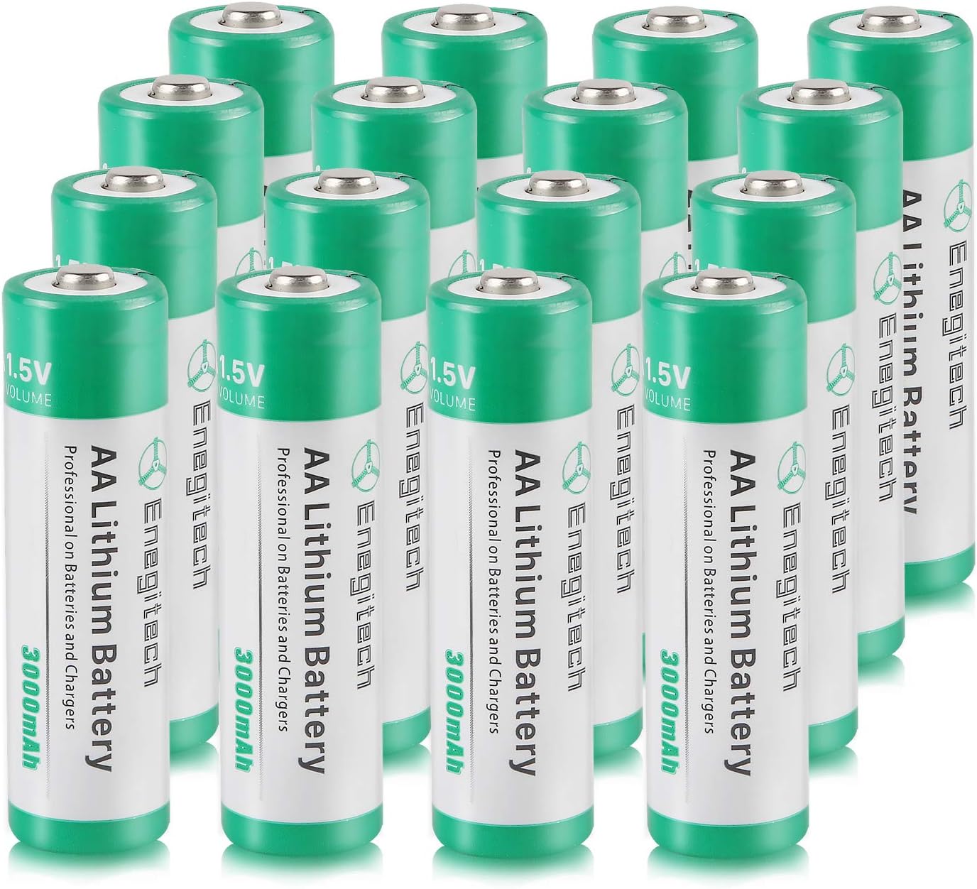 Enegitech AA Lithium Battery, 3000mAh 1.5V Double A Lithium Battery for Blink Camera, Doorbell, Smart Lock Deadbolt, Security Aralm System Non-Rechargeable 16 Pack