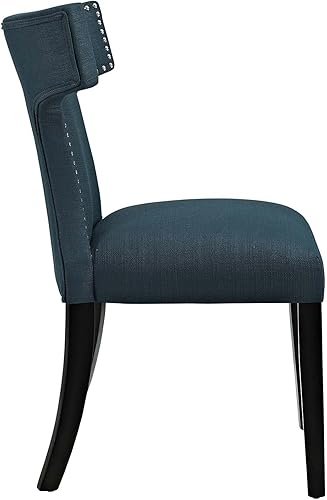 Miniatura 4 de Modway Curve Mid-Century - Moderna tela tapizada con ribete de cabeza de clavo en color azul, una silla