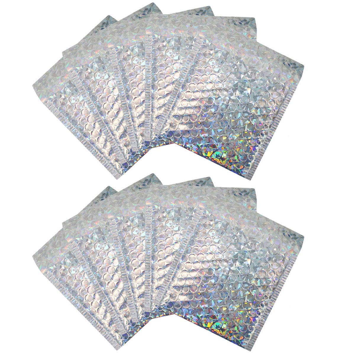 10Pack Poly Bubble Mailers, 4.7 * 5.1" Self Seal Small Business Shipping Bags Envelopes Aluminum Foil, Silver