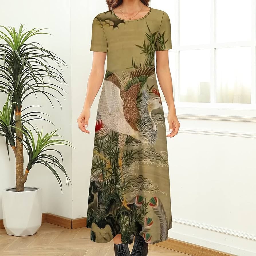 Amazon.co.jp: 伊藤若冲シリーズ 旭日鳳凰図- ラウンドネック