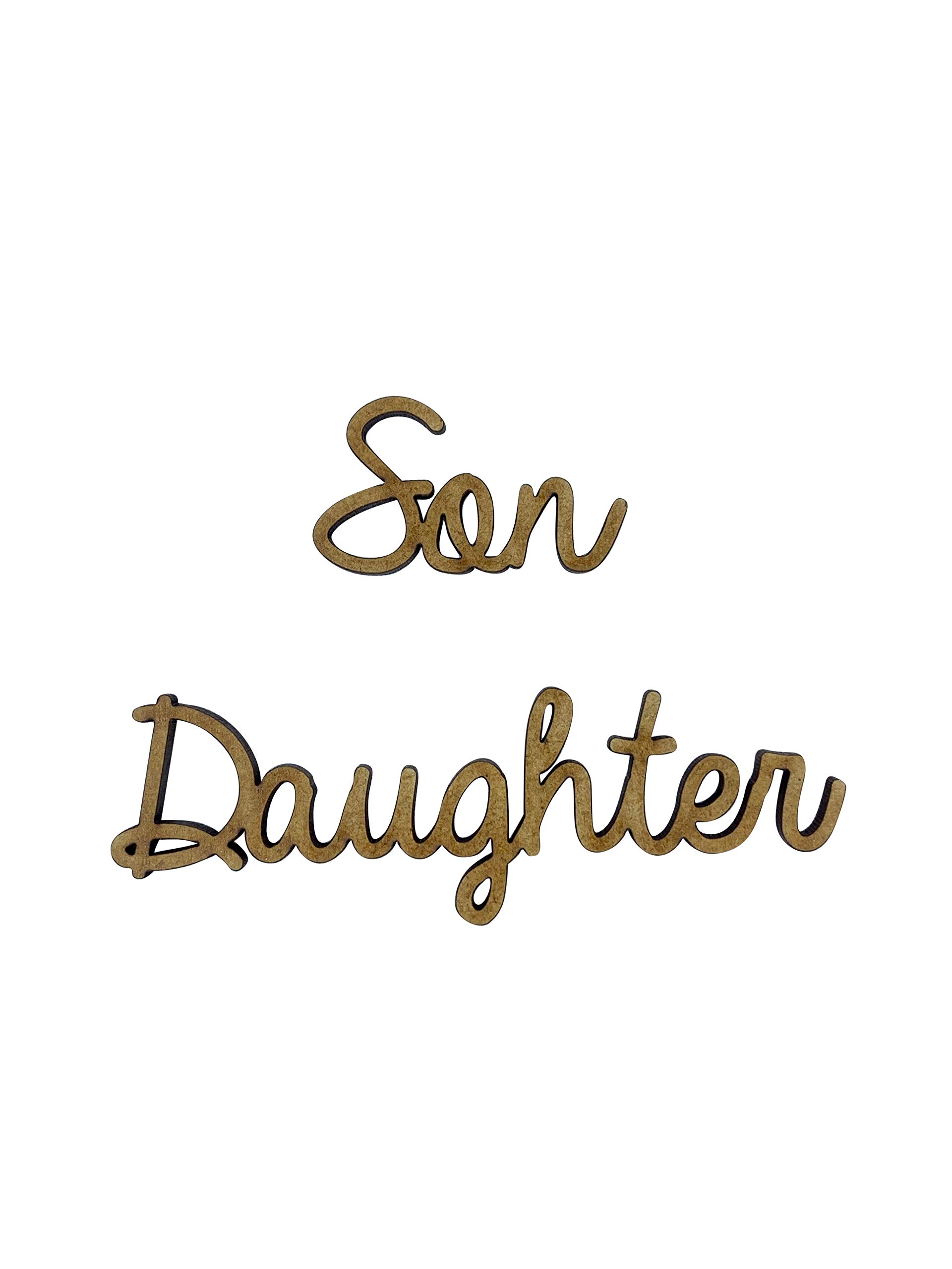 The Crafty Cow 8x Son Daughter Words 8cm Wood Craft Embelishments Laser Cut Shape MDF