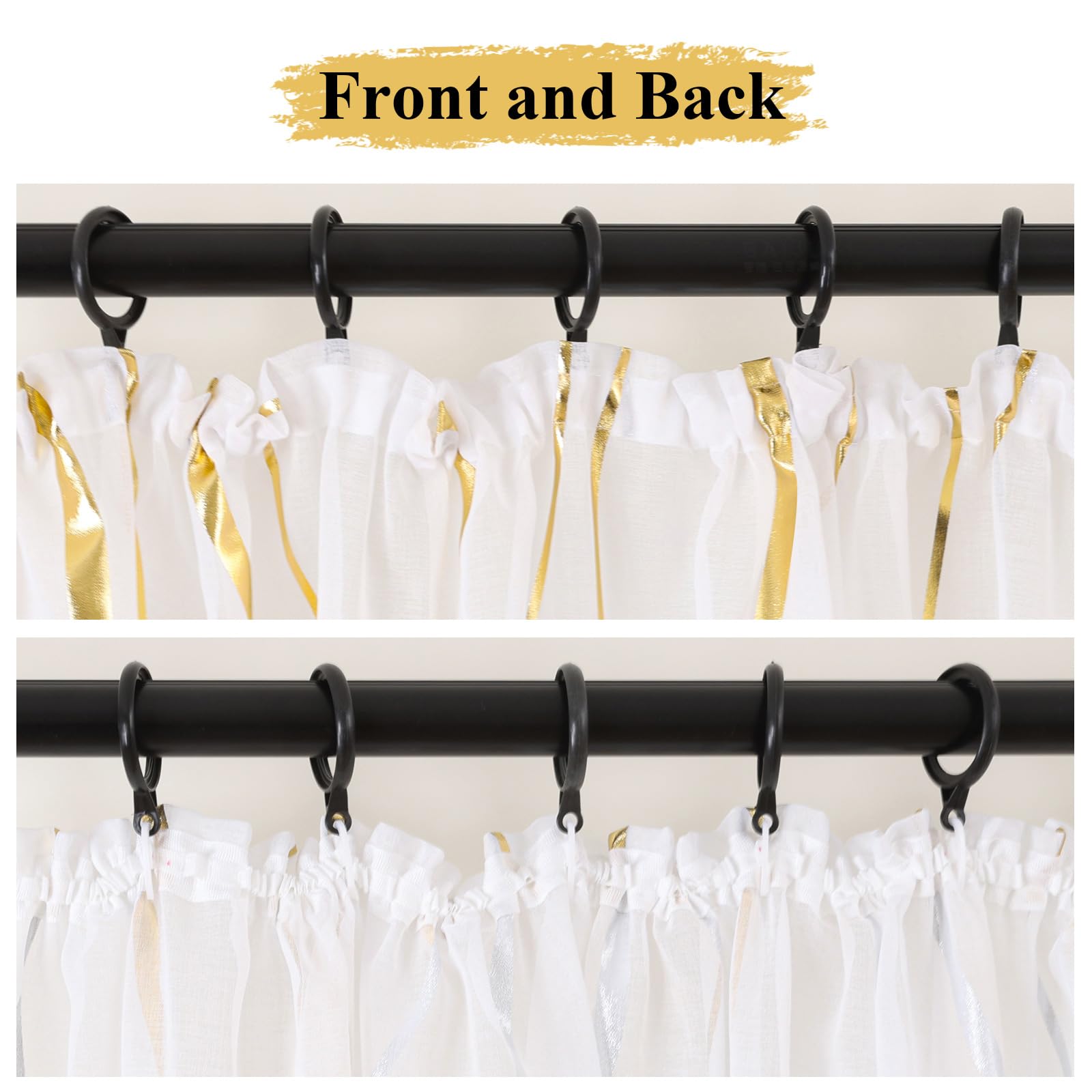 L.Z.E Vorhänge Gold Weiß für Wohnzimmer Gardinen mit Kräuselband für Schienensystem Transparent Schiene Vorhang Gardine für Schlafzimmer 2er Set Gardinenschals Modern 245 cm Lang (LZE2250T-G245)