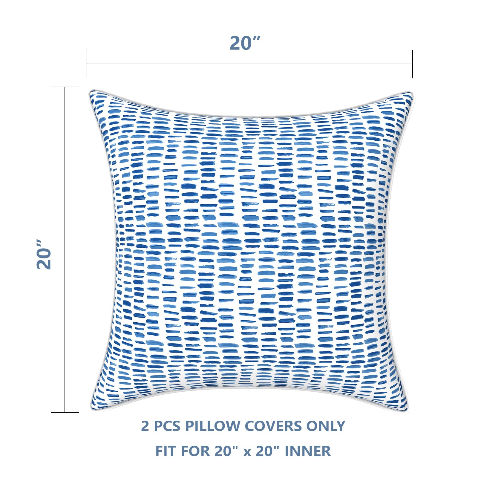 Condition photo showing New/Like New for lvtxiii pack of 2 outdoor throw pillow covers accent waterproof pillow covers only, patio square cushion cases for garden balcony couch sofa decoration 20x20 inch, pebble blue