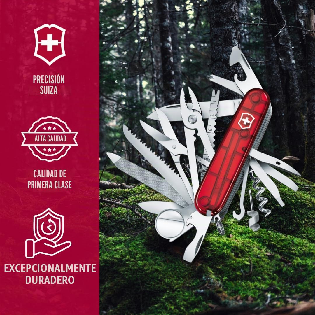 Victorinox, Swiss Champ, Navaja Multiuso Suiza, Cuchillo bolsillo, Regalo, 33 Funciones, Hoja grande, Sacacorchos