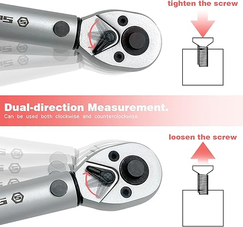 Miniatura 3 de Llave dinamométrica de bicicleta pequeña de 14 de pulgada con precisión de 72 dientes, 20-200 pulgadas, aleación de aluminio de 2.26-22.6 Nm y