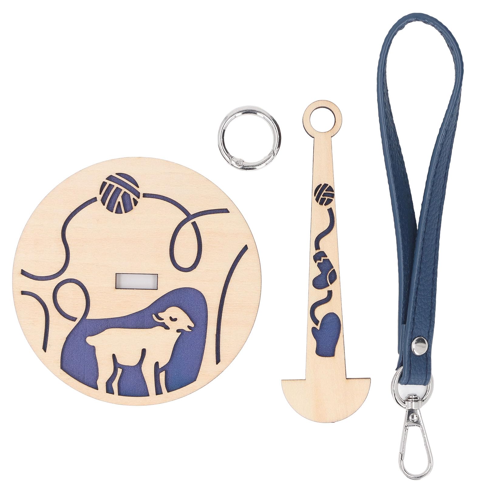 2 Porta Gomitoli Da Polso In Legno Con Rotazione 360° E Cinturini In Pelle - Set Regalo Per Maglia E Uncinetto + 10 Segnapunti - 2