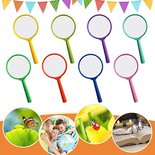 Miniatura 3 de 24 lupas para niños, lupa de plástico, lente de mano colorida, mini lupa 5X para niños, lectura en clase de ciencia, observación al aire libre,