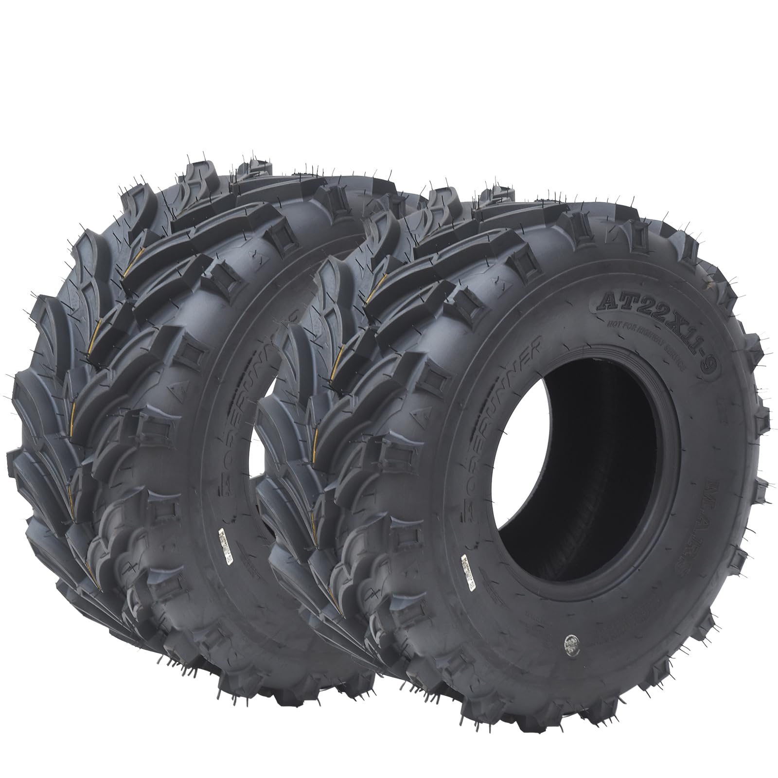 22X11-9 6PR TL UTV ATV TIRE - ALL TERRAIN 22X11X9 TIRES RIM 9X9 OD 22IN SW 11IN MAX LOAD 395LBS EACH TIRE LCI SI 48F