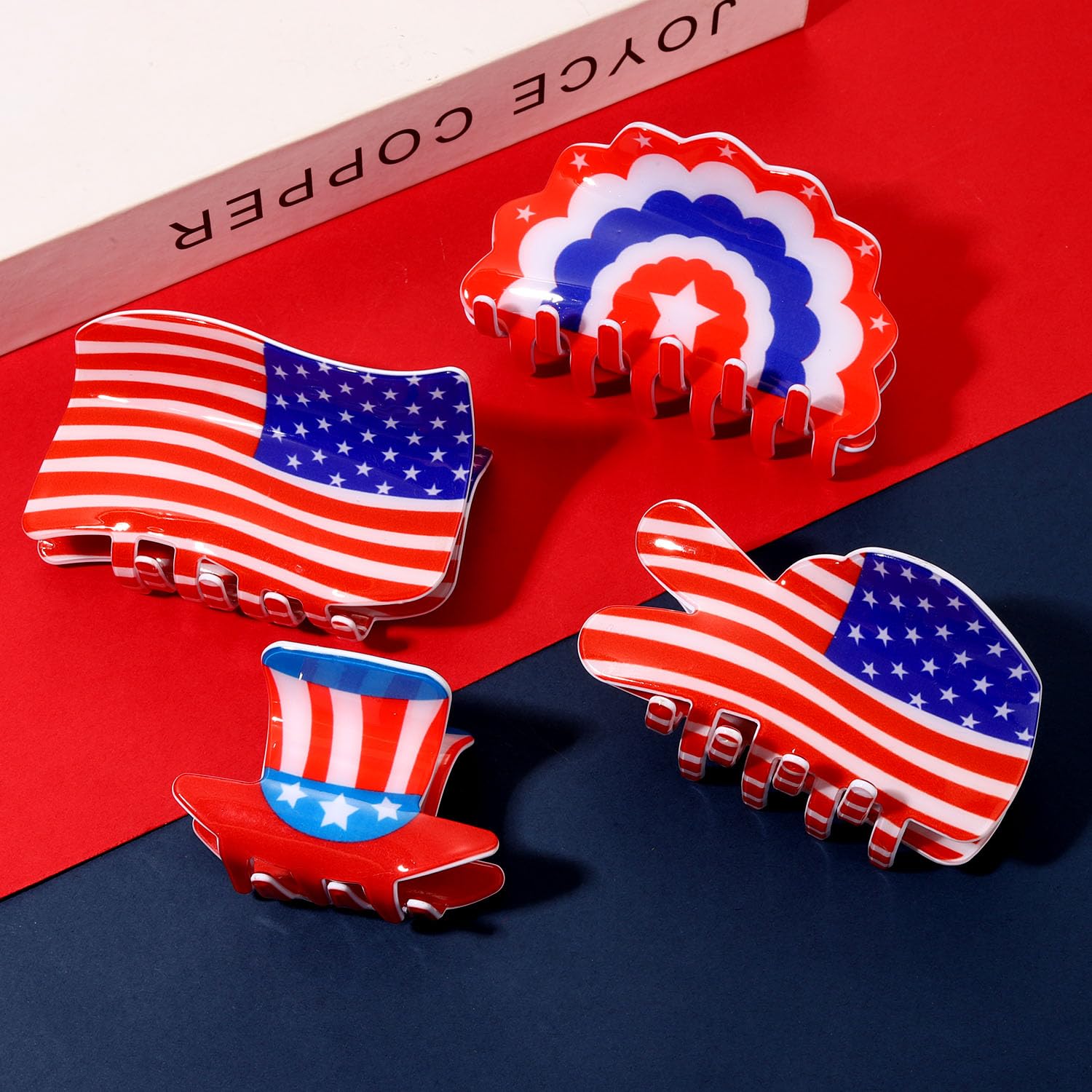 Piper K Red and Blue Bandana Butterfly Clawclips Fourth of July Patriotic Butterfly Hair Clip: USA Flag, 4th of July Bow - Etsy main image 4