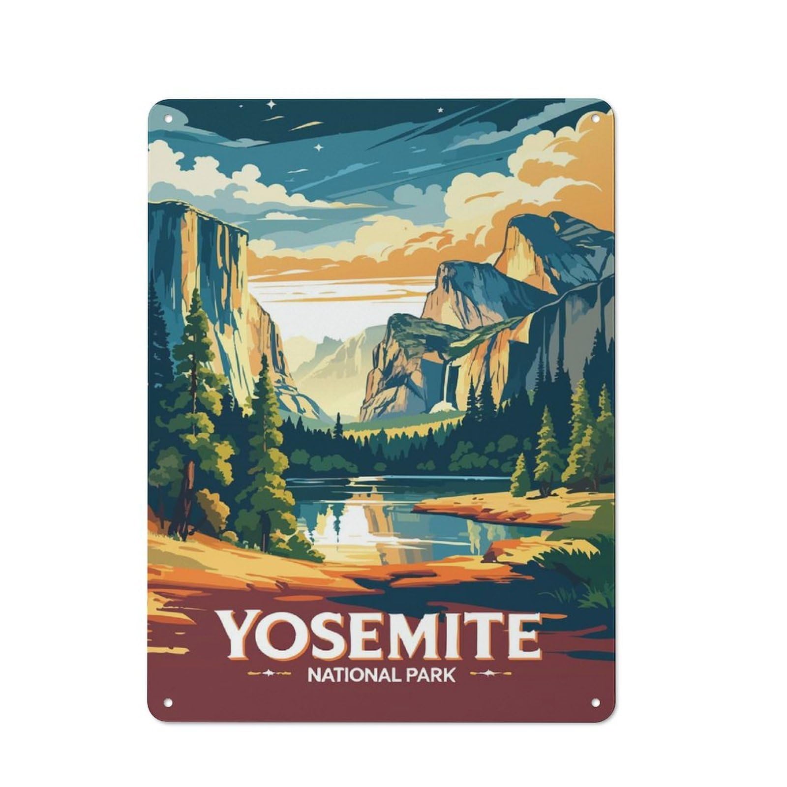 Junmoney Style-6 Yosemite National Park Landscape Metal Wall Art Sign 40X30cm, Vintage Old Style Wall Plaque For Living Room, Hallway, Kitchen Or Cafe