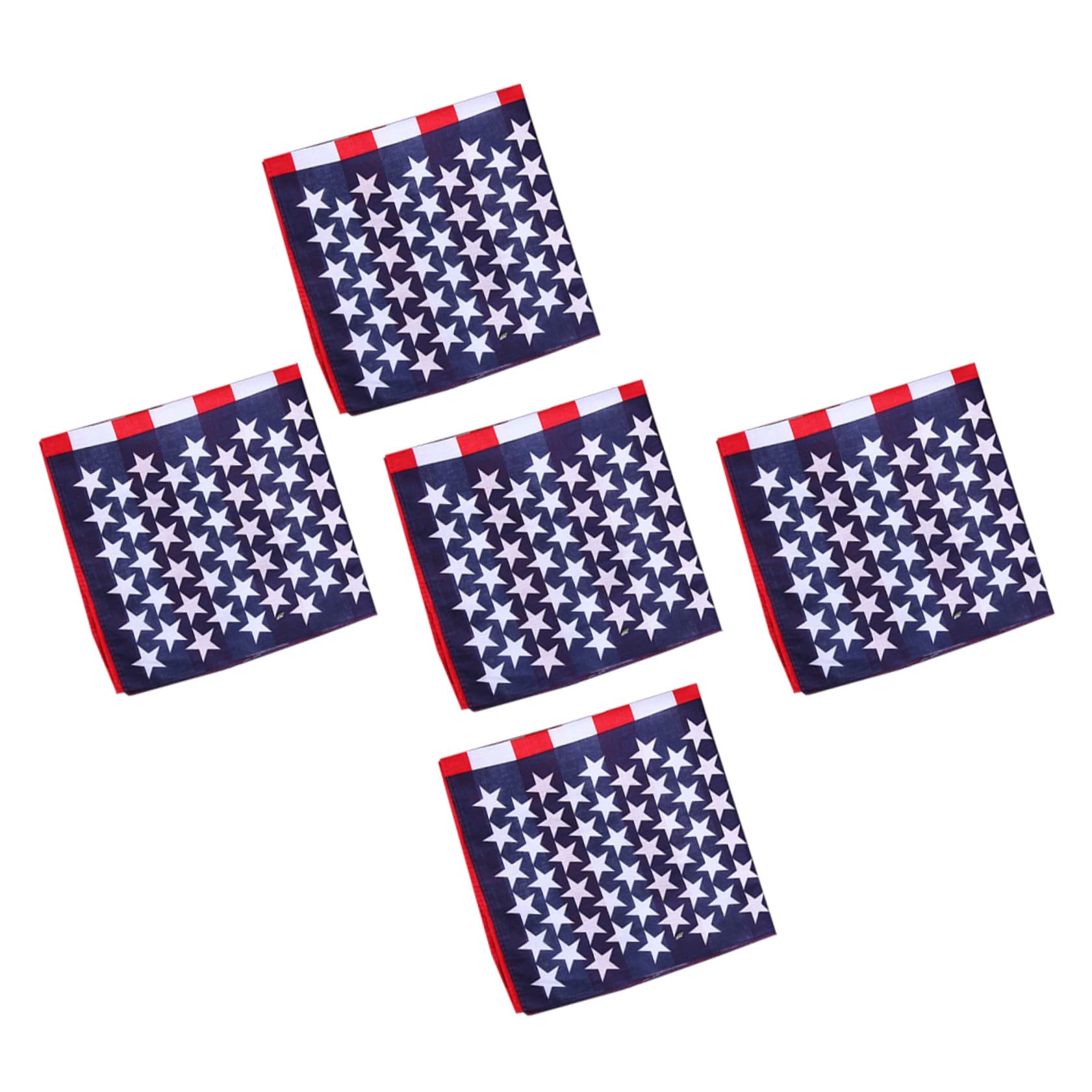 5 pièces Écharpe de Tête Imprimée Drapeau Américain de Accessoire de Mode Extérieur Unisexe Tête Bandana Respirant et Confortable pour Look