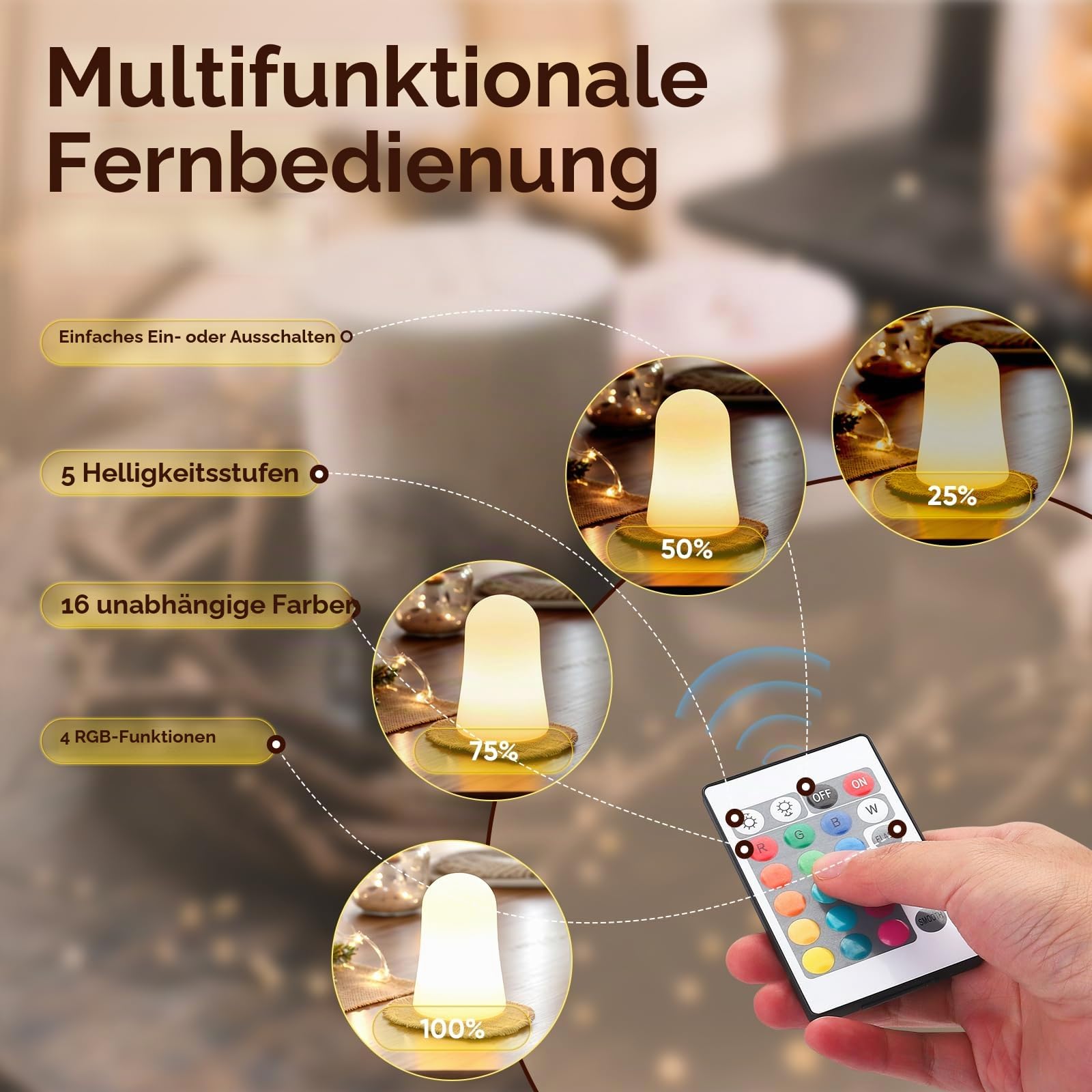 LED Teelichter RGB, 12er Pack, Mehrfarbig mit Warmweiß, Magnetische Aufladbare Basis, Fernbedienung, Ladestation, 5x5x25 cm