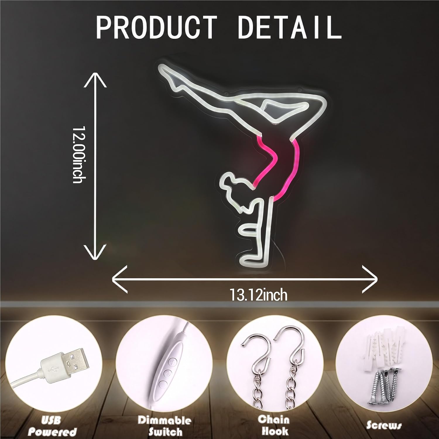 Gymnastics Neon Sign, USB Powered LED Dance Room Decor image 3