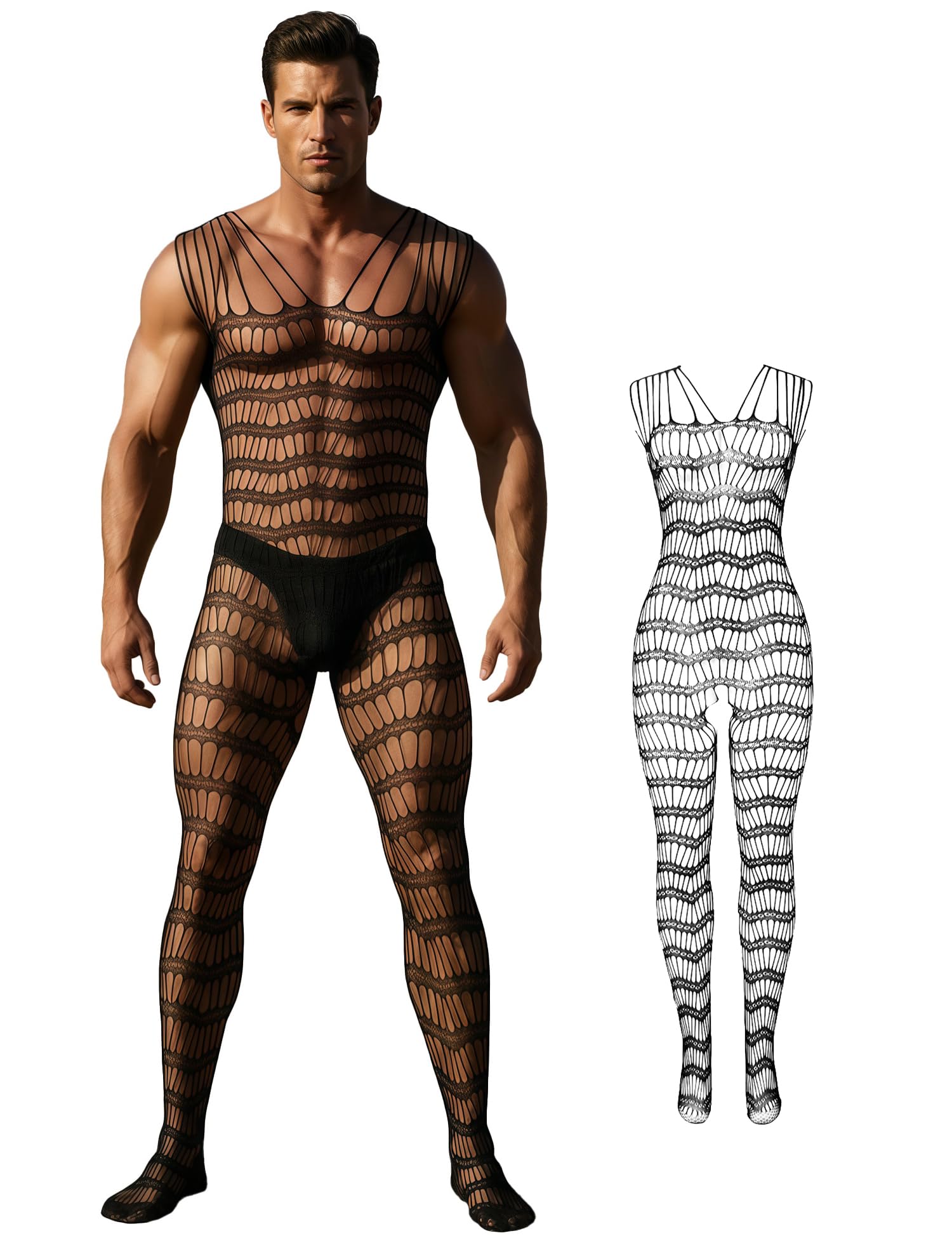 Bodystocking Ouvert Para Hombre Sexy Fishnet Body Hombre Transparente Catsuit Hombres Lencería Sissy Hombres Grandes Tallas Gay Lencería Sexy Entrepierna Abierta Negligee Caja Embalaje