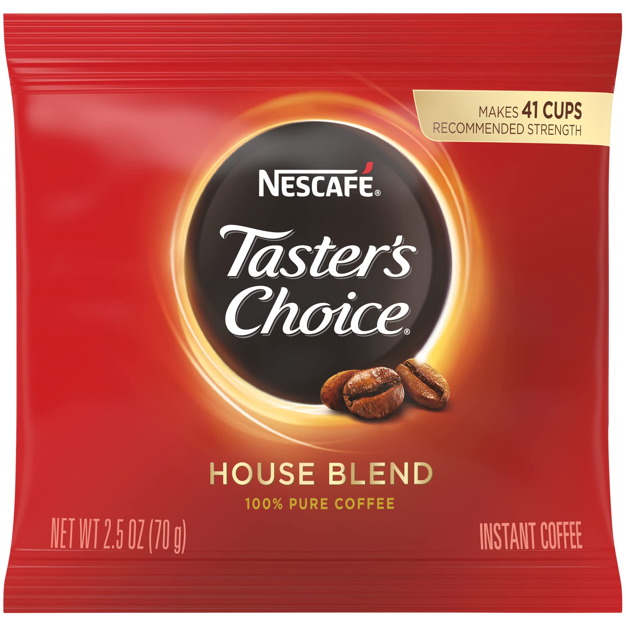 Nescafe Instant Coffee, Ground Coffee, Light Roast, Tasters Choice, 2.5 oz Pouch (Pack of 24)