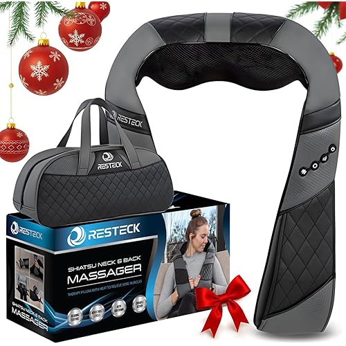 RESTECK Massagers for Neck and Back with Heat - Deep Tissue 3D Kneading Pillow, Electric Shiatsu Shoulder Massage, Foot, Legs,Body - Relieve Muscle Pain - Office, Home & Car