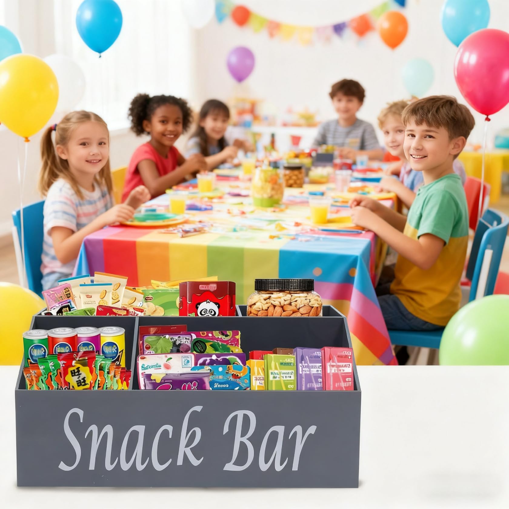 ZoeQide Snack Organizer Acryl Grau 4 Fächer für Snacks Aufbewahrung