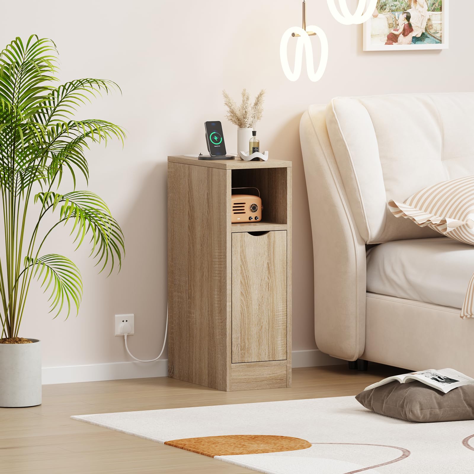 Pantanal 20CM Slim Bedside Table Drawers Nightstand Cabinet Oak for Bedroom Living Room, Narrow Wood Bed Side Table End Table for Small Corner Space โ image 1