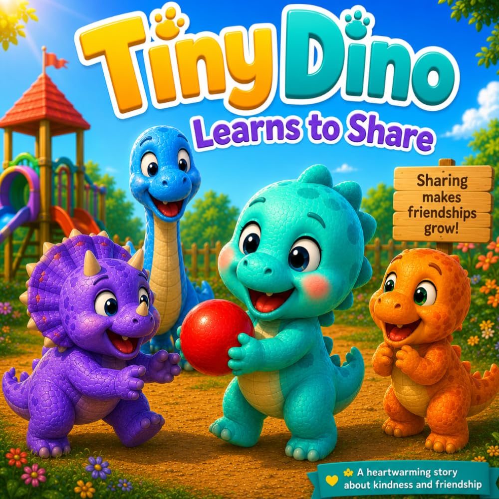 Tiny Dino Learns to Share: A Cute Dinosaur Bedtime Story About Friendship, Kindness, and Sharing for Kids Ages 3-5 (Tiny Dino Adventures)
