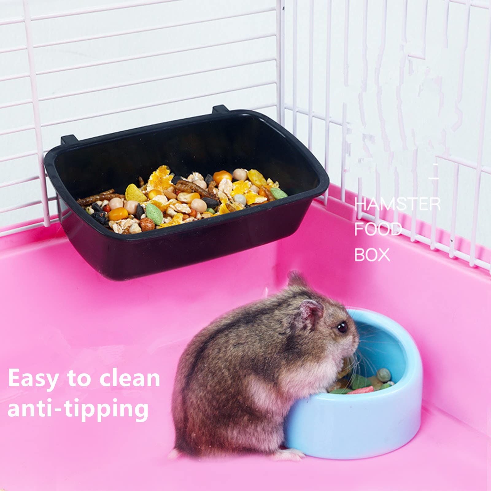 Gamelle pour Hamster,Gamelle pour Petits Animaux,Mangeoire pour Hamster,Bols pour Hamsters,Anti-Morsure, pour Hamster, Petits Animaux, Petits Rongeurs, Gerbille, 2 Pièces(Bleu et Rose)