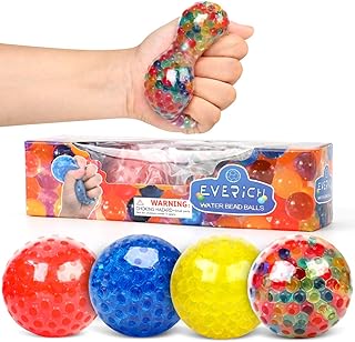 Stress Ball-EVERICH TOY Squishy Balls Stress Toys for Kids and Adults-Fidgets Relief Sensory Squeeze Toys for Anxiety-Hand Therapy Ball with Water Beads,Great Gift for Boys and Girls,4 Pack
