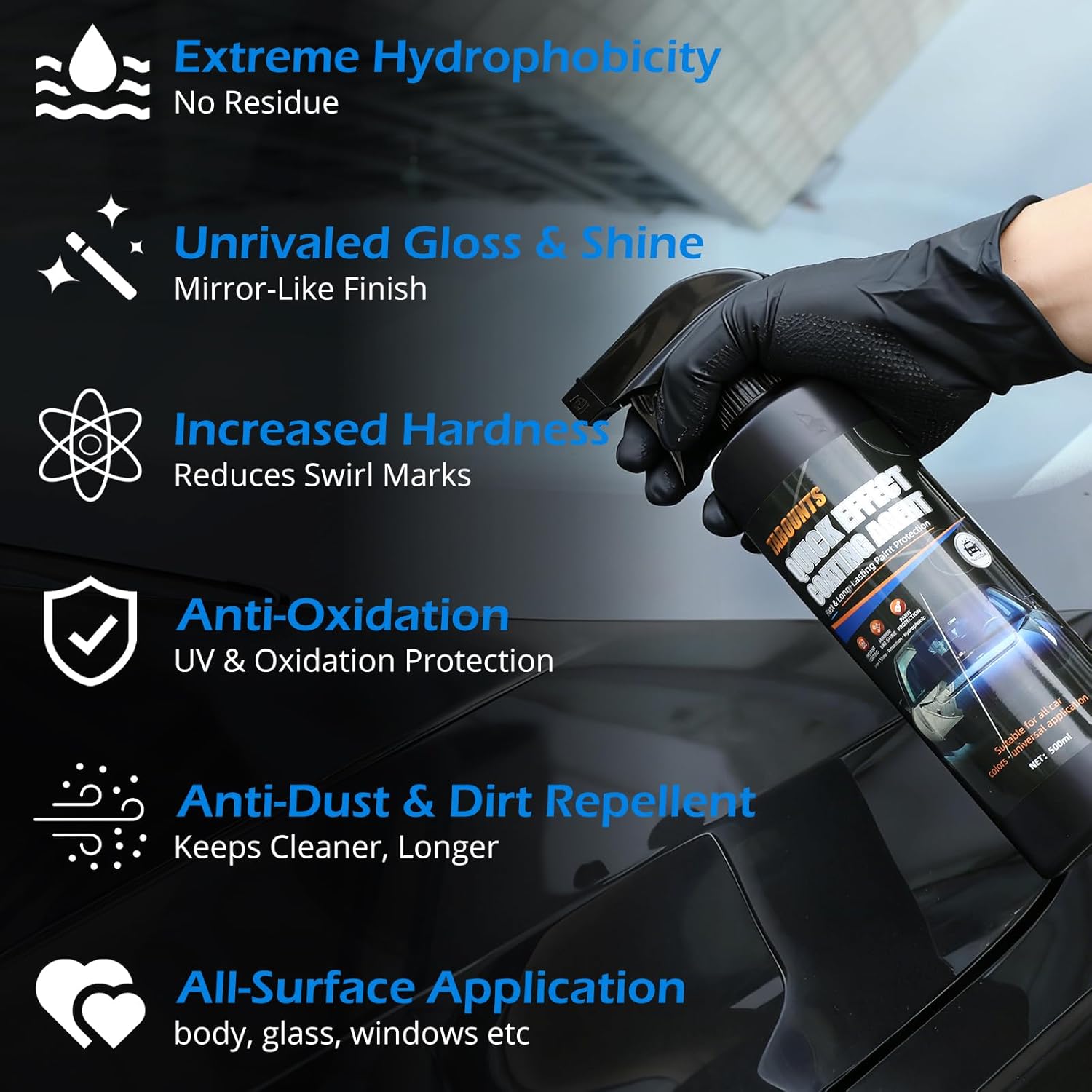 500ml Quick Effect Coating Agent for Car - 2026 Upgrade Car Coating Spray, Scratch Repair, Oil Film Removal,Helps Refresh Exterior Gloss & Reduce Surface Buildup (Silver) - Image 2