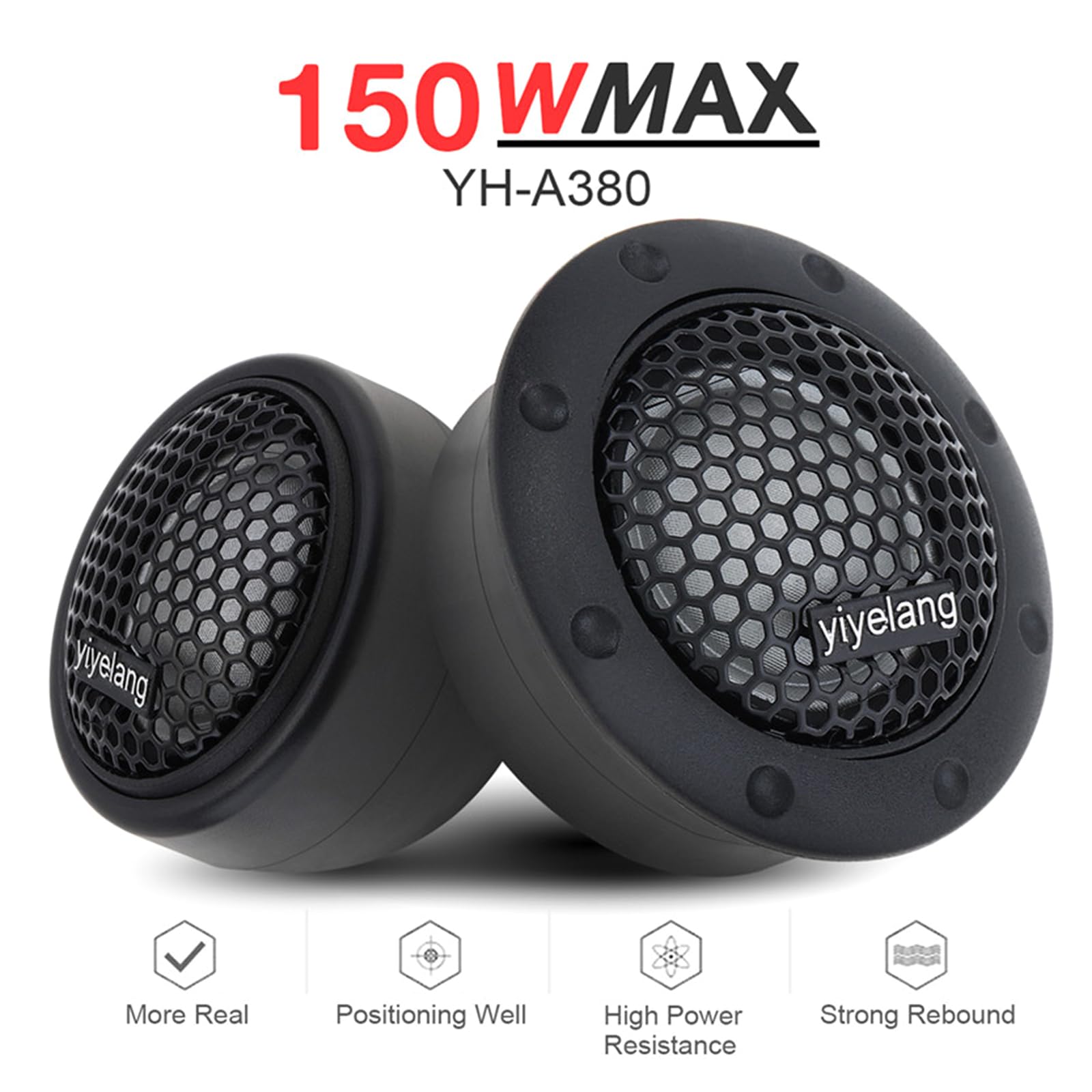 GOLOVENLD 1Pair High Efficiency Dome Tweeter Loudspeaker 150W Loud Super Power Sound for Car
