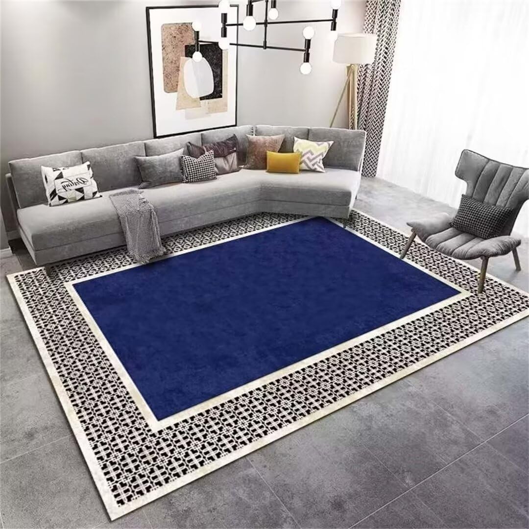 Tapis de decoration salon moderne bleu 60x100 cm style epure et confort