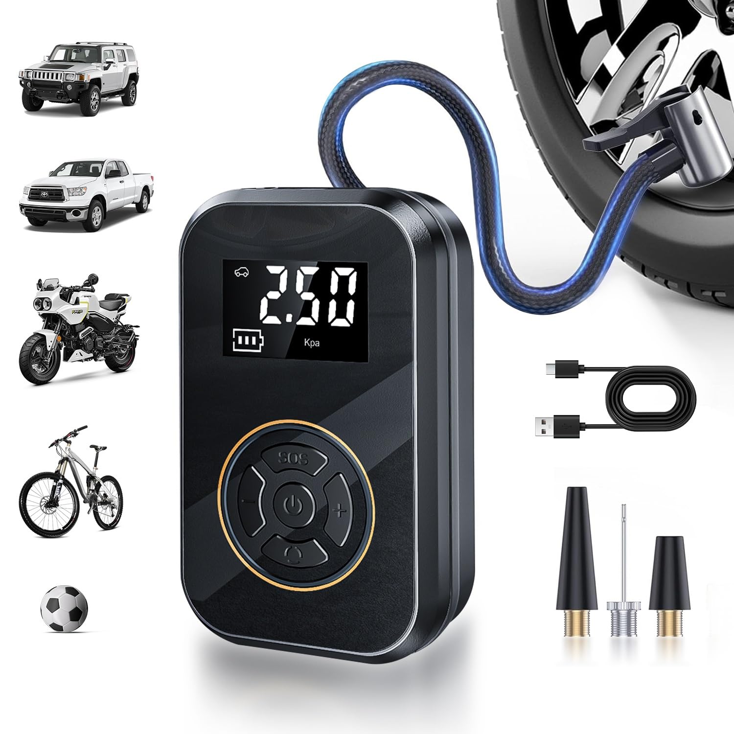 Compresseur Air Gonfleur de pneu portable sans fil Gonfleur Electrique