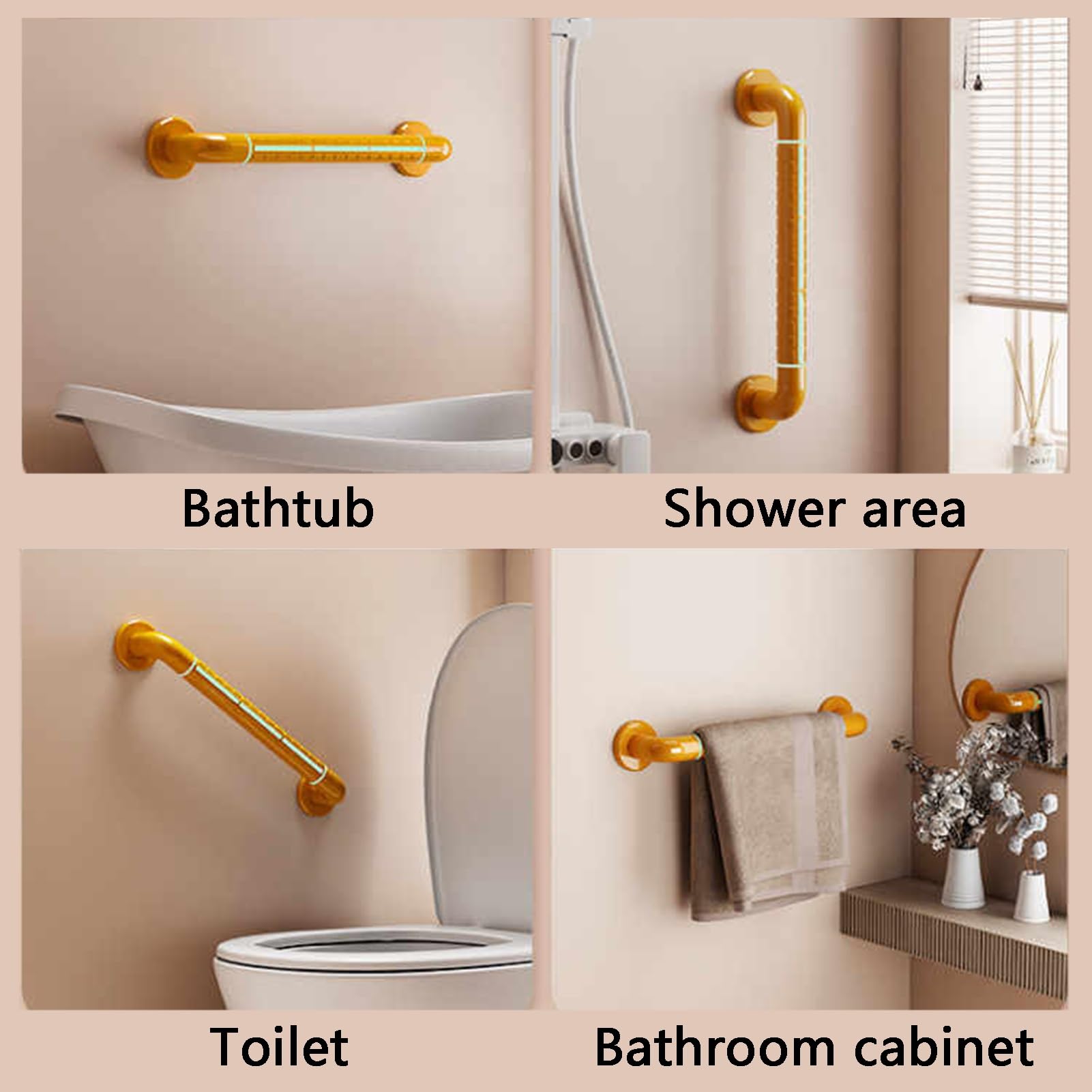 Barra de Apoyo Antideslizante for Ducha, Barra de Apoyo for baño, Barra de Apoyo asistida for baño, for Personas Mayores y Personas con discapacidad(Yellow,L-100CM)