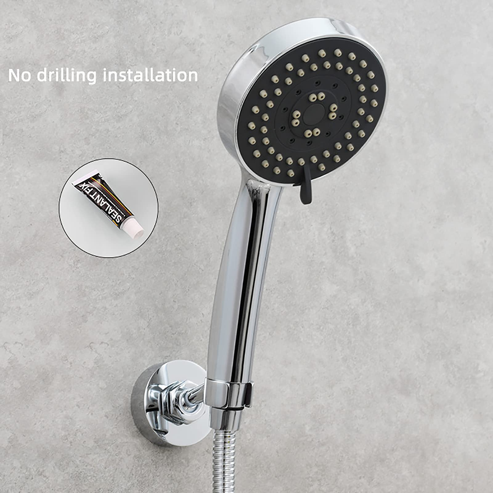 soporte de ducha, Soporte adhesivo giratorio for montaje en pared(Chrome)